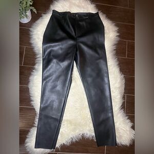 Pretty Little Thing black faux leather straight legged trousers Sz 10